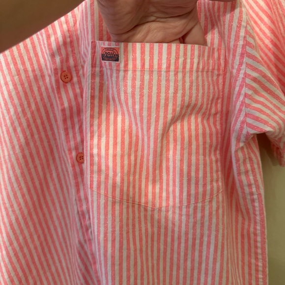 Vintage 90s Pacific Coast Highway PCH White Pink Striped Button Shirt Large - Picture 5 of 10